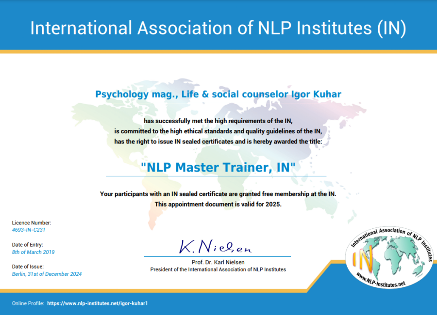 Master trainer certifikat